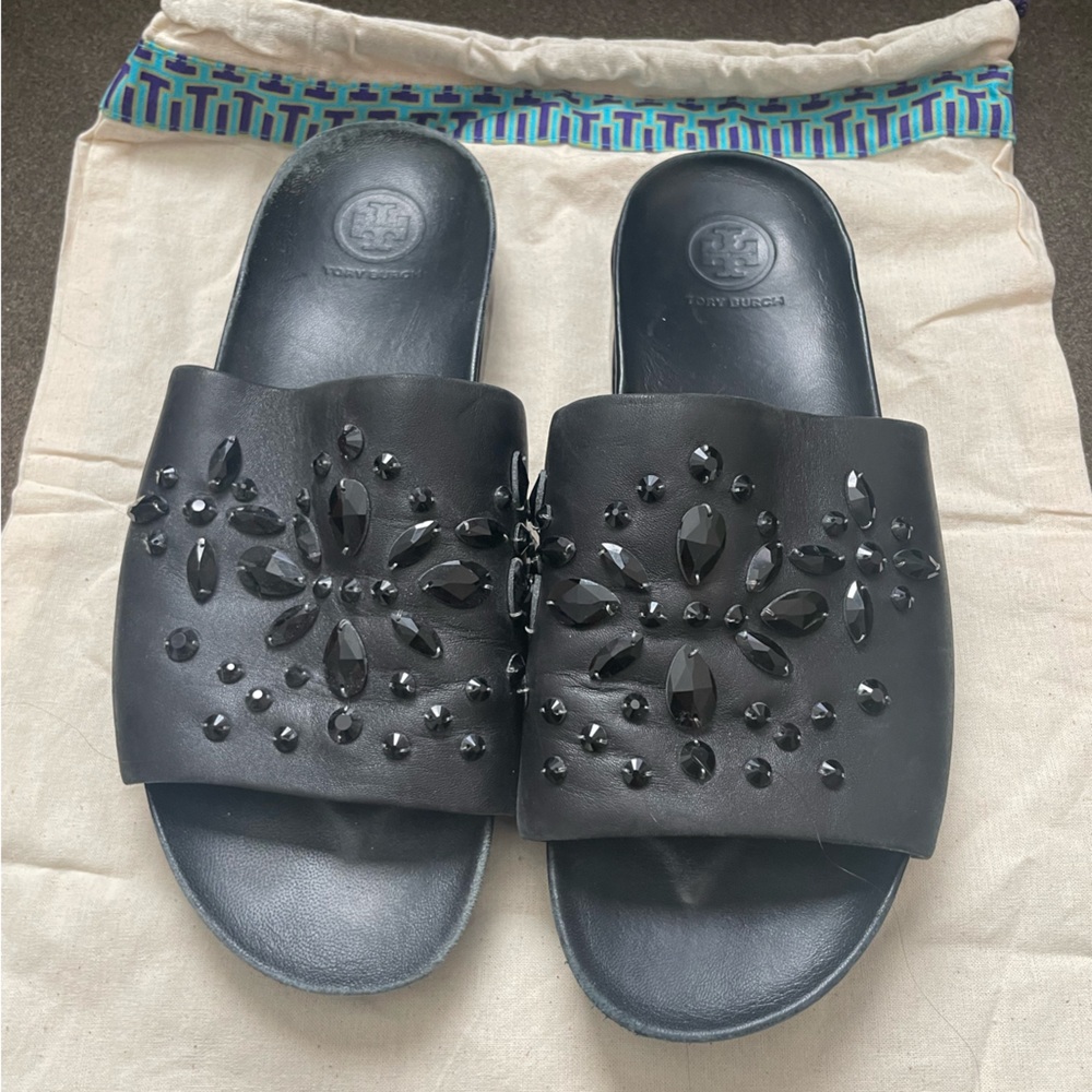 Tory Burch dressy black slides
